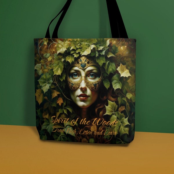 Woodland Herbal Spirit Tote Bag, Herbalist Schoudertas, Herbologist Tas, Groene Heks, Heks Cadeautas, Natuurliefhebber Tote Bag, Forest Spirit