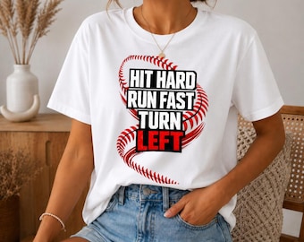 Baseball Player Hit Hard Run Fast Turn Left PNG, Gift For Game Sports Fans Coach, Birthday Present, For Mom Dad, Christmas Idea Graphic Tee