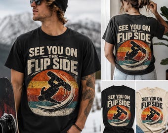 Vintage Snowboarding PNG, See You On The Flip Side Retro Sunset Snowboard Design, Distressed Winter Sports Sublimation Digital Download