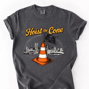 Funny Traffic Cone PNG, Hoist The Cone Graphic Design, Construction Humor Clipart Road Work, Unique Orange Cone Design Gift Digital Download image 2