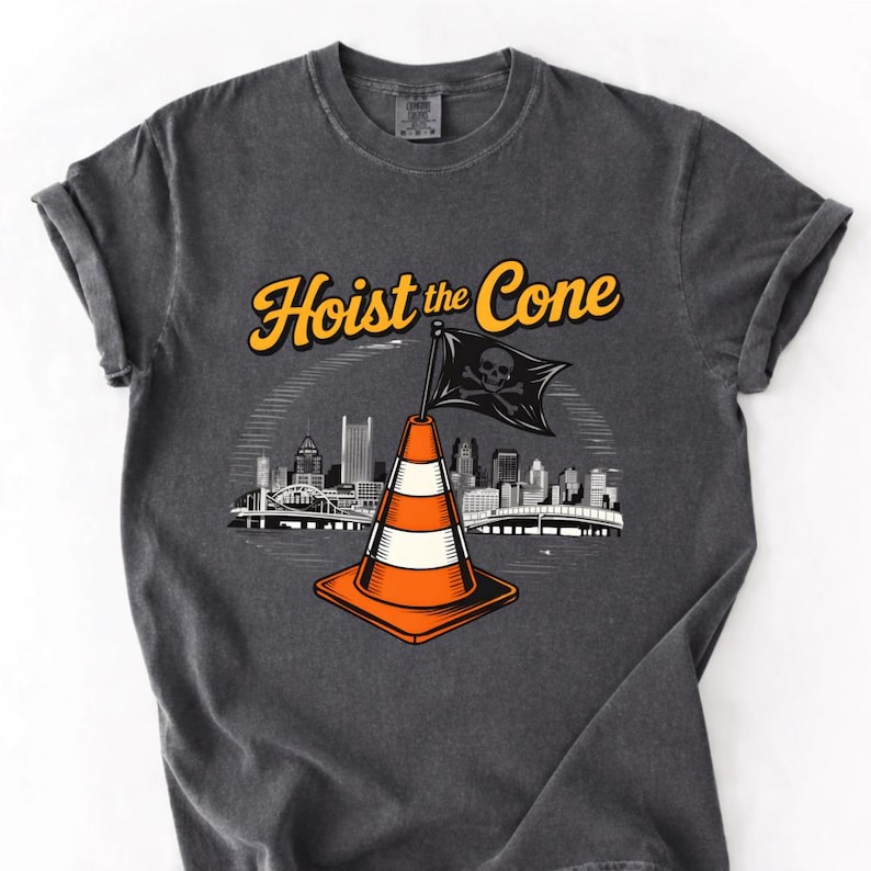 Funny Traffic Cone PNG, Hoist The Cone Graphic Design, Construction Humor Clipart Road Work, Unique Orange Cone Design Gift Digital Download image 2