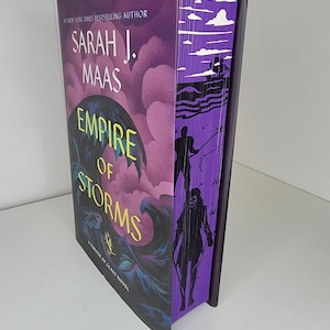 Empire of Storms by Sarah J Mass sprayed edge book, stenciled edge book, foredge painting, special edition book, TOG, book merch, massaverse