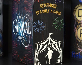 Caraval series by Stephanie Garber sprayed edges book, stenciled edges, special edition books, painted edges, for-edge painting, bookish