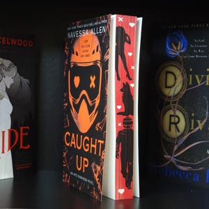 Caught Up sprayed edge book, stenciled edges, special edition book, book merch, fore edge painting, dark romance, Bookish Gift, bookshelf