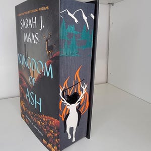 Kingdom of Ash by Sarah J Mass sprayed edge book, stenciled edge book, foredge painting, special edition book, TOG, book merch, massaverse