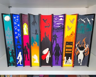 Juego de libros de Trono de Cristal con bordes pintados, bordes con plantilla, pintura en el canto, libros de edición especial, decoración literaria, bordes pintados a medida.