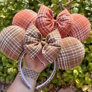Fall Plaid Ears, Brown Plaid Ears, Orange Plaid Ears, Fall Ears, Cozy Ears