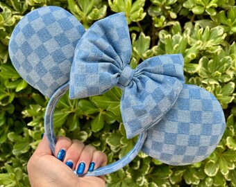 Geruite denim oren