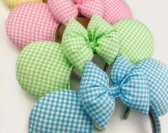 Gingham Ears, Pastel Gingham Ears, Pastel Ears