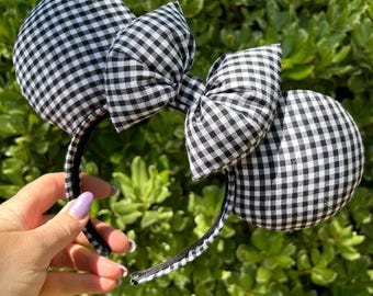 Gingham Ears, Black and White   Gingham Ears,