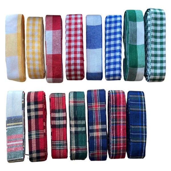 Bias tape different colors // 20 mm tape // cotton // checked, folded