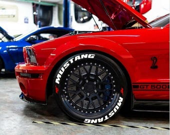 Tire Lettering Mustang Flag Tyre Sticker fits to 16"-22" Permanent Tyre Letters Set for 4 tires universal fitment EXPRESS SHIPPING