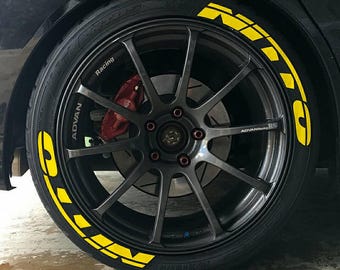 Tire Lettering Nitto Yellow Tyre Sticker fits to 16"-22" Permanent Tyre Letters Set for 4 tires universal fitment EXPRESS SHIPPING