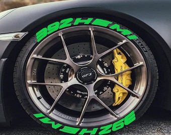 392 Hemı Full Green Tire Lettering Tyre Sticker fits to 16"-22" Permanent Tyre Letters Set for 4 tires universal fitment EXPRESS SHIPPING