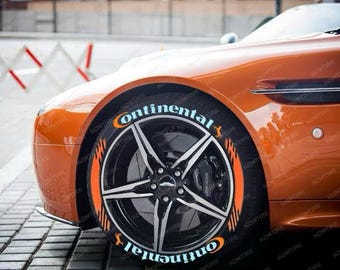 Continental Orange Tire Logo Sticker - Durable & Waterproof - Perfect for Vehicle Decoration - 1.25'' - 8pcs