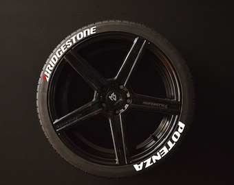 Bridgestone Potenza Tire Lettering Tyre Sticker fits to 16"-22" Permanent Tyre Letters Set for 4 tires universal fitment EXPRESS SHIPPING