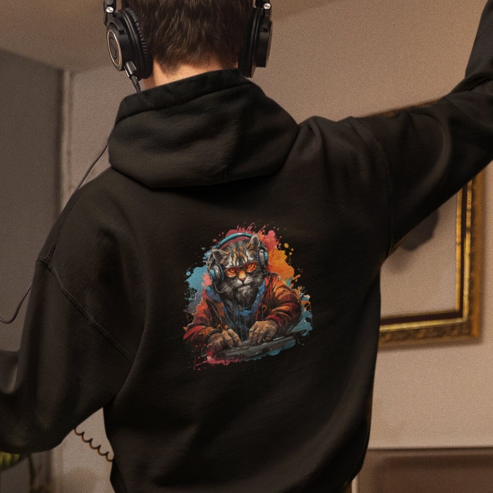 Dj Feline Hoodie, Party Hoodie, Birthday Hoodie, Nightclub Hoodie, Nft Hoodie, Geek Hoodie, Tech Hoodie, Entrepreneur Hoodie