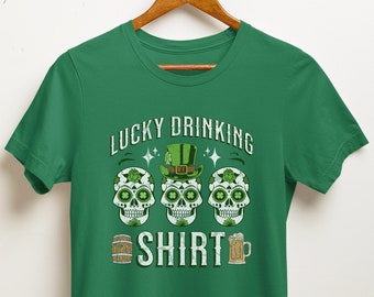 St Patrick's Day Lucky Drinking Tee - Green Celebration Shirt, Perfect for Pub Crawls & Parties, Ideal Irish-Themed Gift