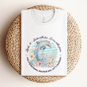 Dolphin Lover Graphic Tee - Playful National Dolphin Day Design, Casual Wear for Animal Advocates, Unique Gift for Sea Life Fans