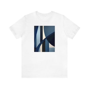 Modern Geometric Art T-Shirt Creative Abstract Pattern Fashionable Top for Everyday Cool Gift for Friends White