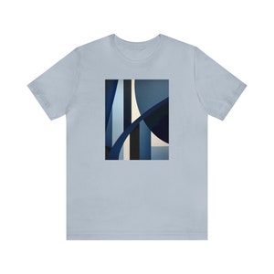 Modern Geometric Art T-Shirt Creative Abstract Pattern Fashionable Top for Everyday Cool Gift for Friends Light Blue