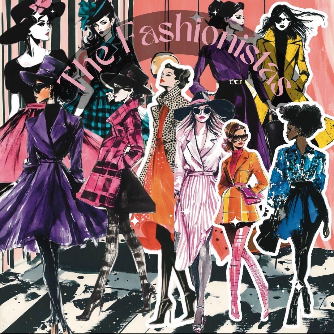 Retro Fashion Illustration Clipart & Stickers: 60s-80s Style (PNG