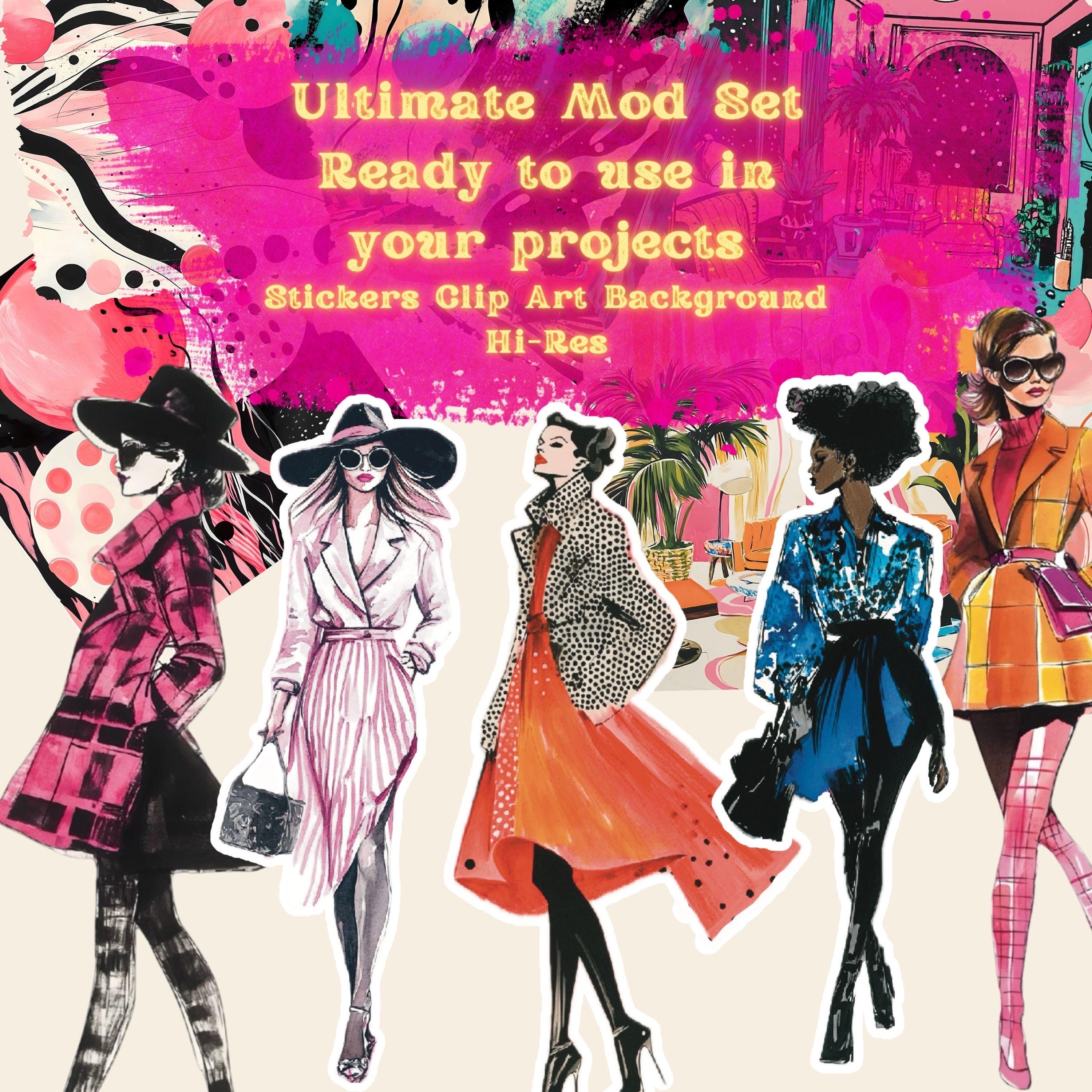 ビンテージ ファッションスタイル画　Dessin de mode ビンテージ ファッションスタイル画 Dessin de mode