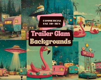 Arrière-plans JPG Retro Trailer Park : scènes vintage glam (téléchargement numérique)