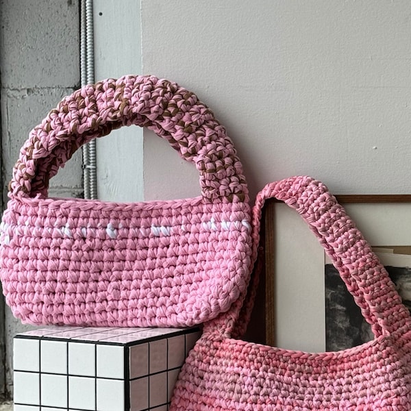 Handmade Crochet Bag | Crochet Shoulder Bag | Pink Crochet Bag | Pink Handmade Bag | Stitches For Dinner