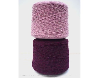 Pink Purple Soft Donegal tweed yarn, irish tweed yarn, 100% merino fingering wool yarn, 50 gm knitting wool