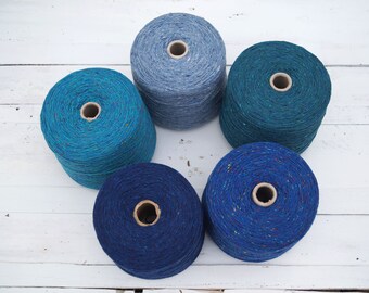Blue Soft Donegal tweed yarn, irish tweed yarn, 100% merino fingering wool yarn, shades of grey, 50 gm knitting wool