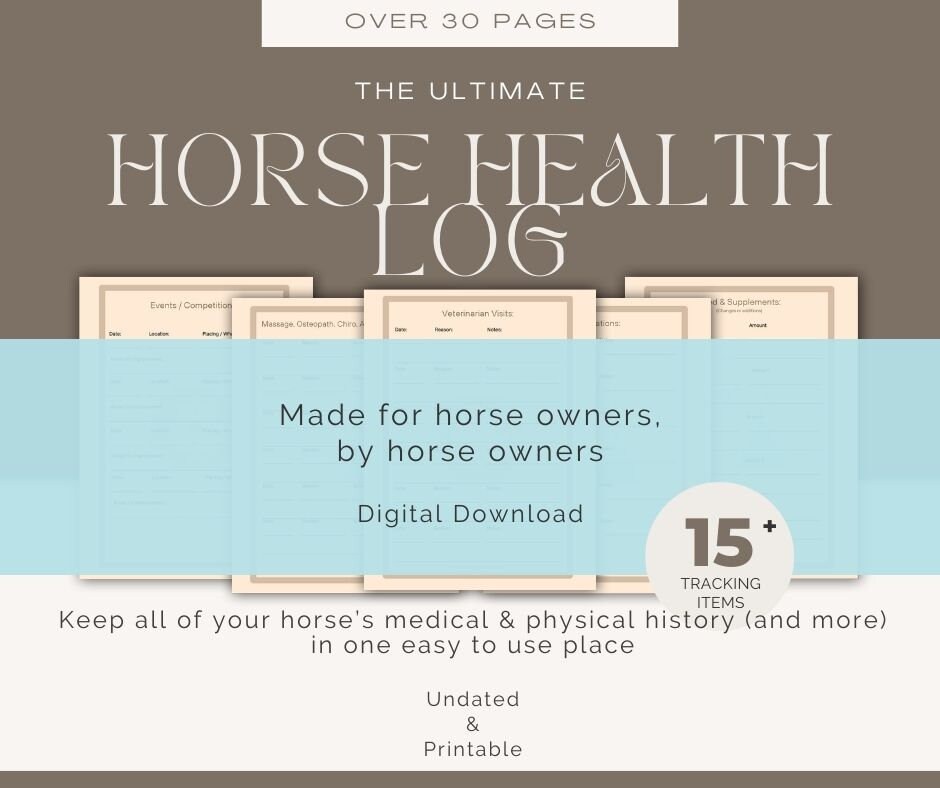 Horse Health Log / Record Etsy