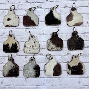 Cowhide Ear-Tag Keychain, Cowhide Keychain, Western Keychain, Leather Keychain, Keychain, Cowhide Ear-Tag, “FREE SHIPPING”