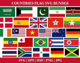 World Flagges SVG Bundle: Country Flagges Clipart für Cricut, Silhouette (digitaler Download