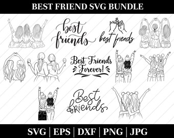 友達 SVG バンドル、友情クリップアート（デジタルダウンロード）