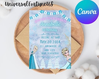 Editable Frozen Birthday Invitation: Elsa & Anna Theme (Digital Instant)