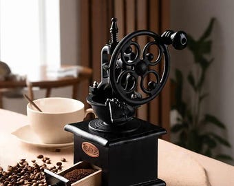 Wooden Manual Coffee Grinder Vintage Style Black