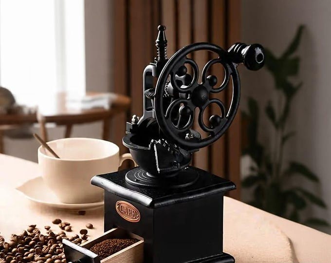 Wooden Manual Coffee Grinder Vintage Style Black