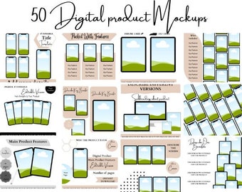 Plantilla de maqueta editable: Imágenes de listado de productos digitales (editar en Canva)