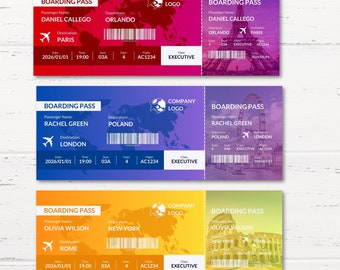 Editable Boarding Pass Template: Custom Plane Ticket (Canva, Instant Download)