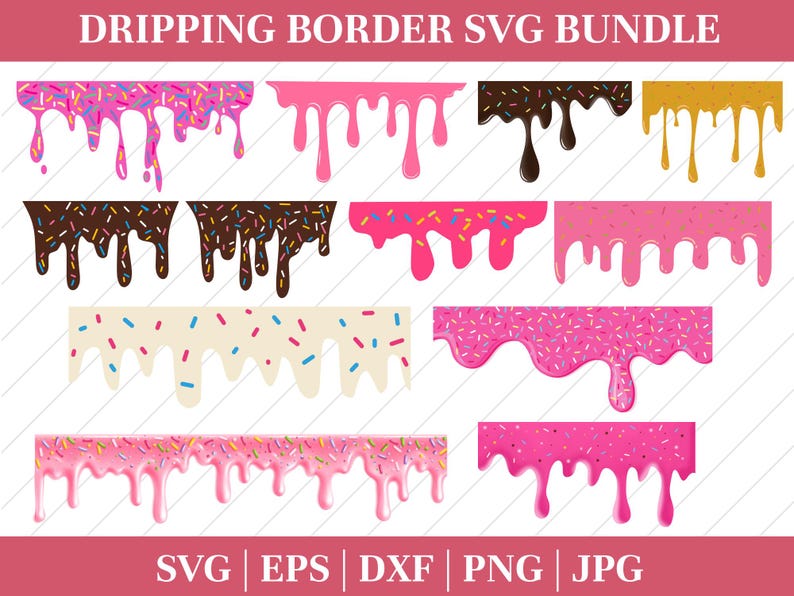 Dripping Borders SVG Bundle: Melting Paint Cut Files (digital Download ...