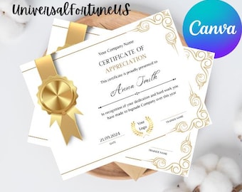 Editable Appreciation Certificate Template (Digital Download)