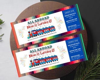 Train Birthday Ticket Invitation: Editable Boarding Pass (Digital)