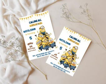 Invitación de cumpleaños de Minions: Plantilla editable de Canva (Descarga digital)