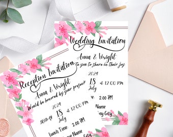 Editable Wedding Invitation Bundle: Floral Template (Digital Download)