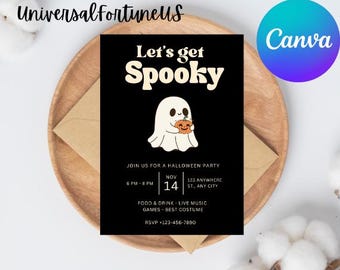 Editable Halloween Costume Party Invitation: Spooky Canva Template (Digital Download)
