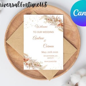 Boho Wedding Invitation Template Wedding Invitation template Modern Wedding Invite floral Wedding Invitation boho wedding Wildflower invite