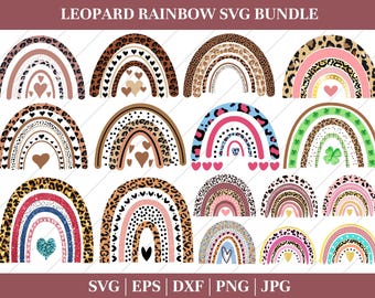 Leopard Regenbogen SVG Schnittdatei: Boho Kindergarten Printable (Digitaler Download