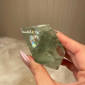 Rainbow filled fluorite freeform