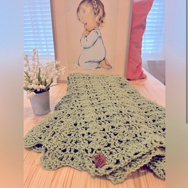 Crochet Baby Girl Blanket Sage Etsy